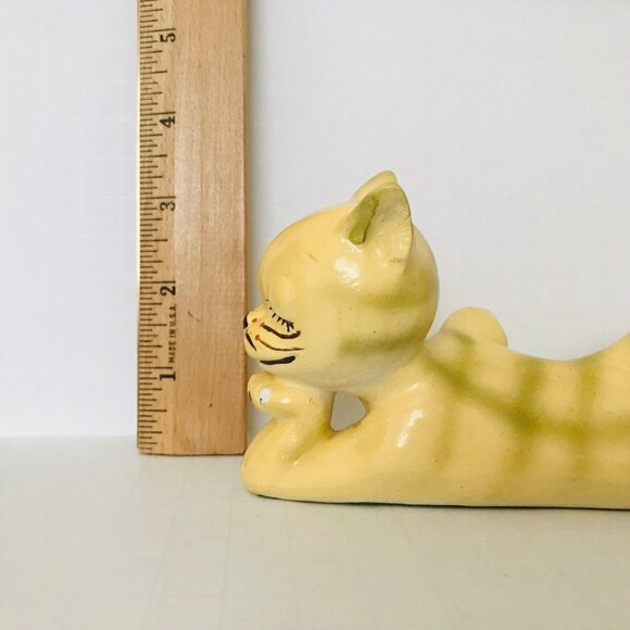 1946 Happy Cat Lying Down Lounging Anthropomorphic Resting Smiling 7.5" Yellow - Picture 9 of 12